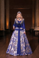 NAZAR LACİVERT KORSELİ YÖRESEL KAFTAN