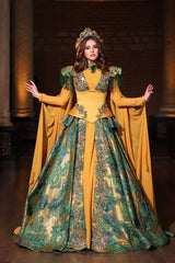 AHENK SARI ZÜMRÜT KORSELİ YÖRESEL KAFTAN