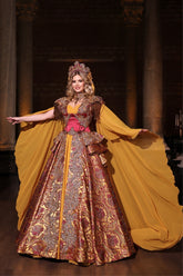 IŞIL FUŞYA SARI KORSELİ YÖRESEL KAFTAN