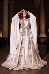 AKKIZ BEYAZ GÜMÜŞ YÖRESEL KAFTAN