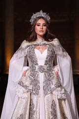 AKKIZ BEYAZ GÜMÜŞ YÖRESEL KAFTAN