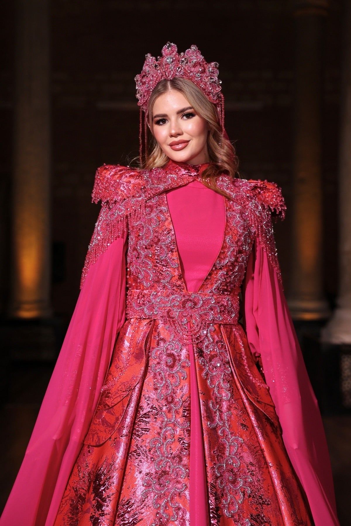 DERİN FUŞYA YÖRESEL KAFTAN