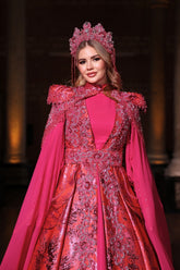 DERİN FUŞYA YÖRESEL KAFTAN