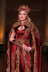 ATEŞ KIRMIZI ALTIN YÖRESEL KAFTAN