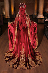 ATEŞ KIRMIZI ALTIN YÖRESEL KAFTAN