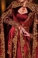 ATEŞ KIRMIZI ALTIN YÖRESEL KAFTAN