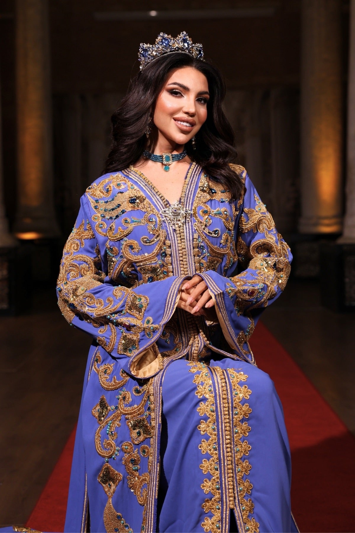 YILDIZ BEBE MAVİSİ ALTIN İŞLEMELİ KINA FİSTAN