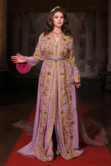 MENEKŞE LİLA ALTIN İŞLEMELİ KINA FİSTAN