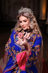 GÖRKEM MAVİ ALTIN İŞLEMELİ KINA FİSTAN