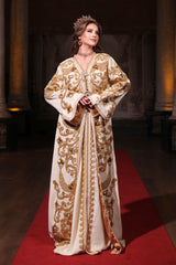 MELEK KREM ALTIN İŞLEMELİ KINA FİSTAN