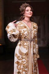 MELEK KREM ALTIN İŞLEMELİ KINA FİSTAN