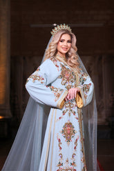 DAMLA SU YEŞİLİ ALTIN İŞLEMELİ KINA FİSTAN