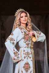 DAMLA SU YEŞİLİ ALTIN İŞLEMELİ KINA FİSTAN