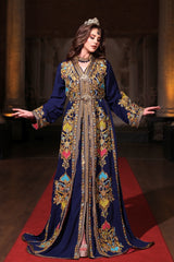 GECE LACİVERT ALTIN İŞLEMELİ KINA FİSTAN