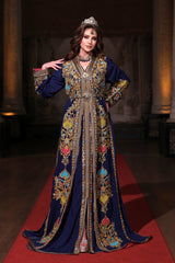 GECE LACİVERT ALTIN İŞLEMELİ KINA FİSTAN