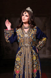 GECE LACİVERT ALTIN İŞLEMELİ KINA FİSTAN