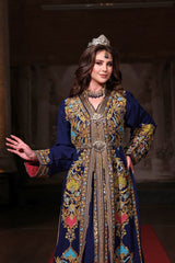 GECE LACİVERT ALTIN İŞLEMELİ KINA FİSTAN