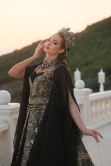 ŞİFON KOL KALP YAKA YÖRESEL KAFTAN