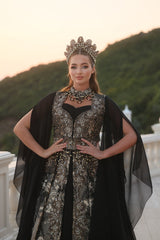 ŞİFON KOL KALP YAKA YÖRESEL KAFTAN