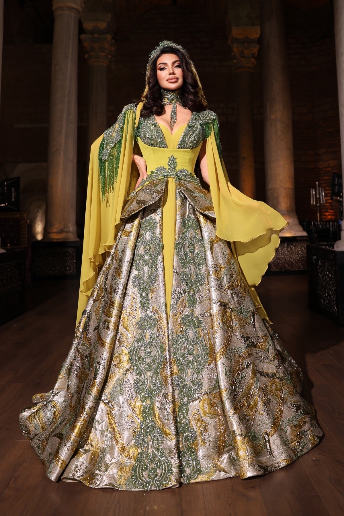 LEYLA YAĞ YEŞİLİ YÖRESEL KAFTAN