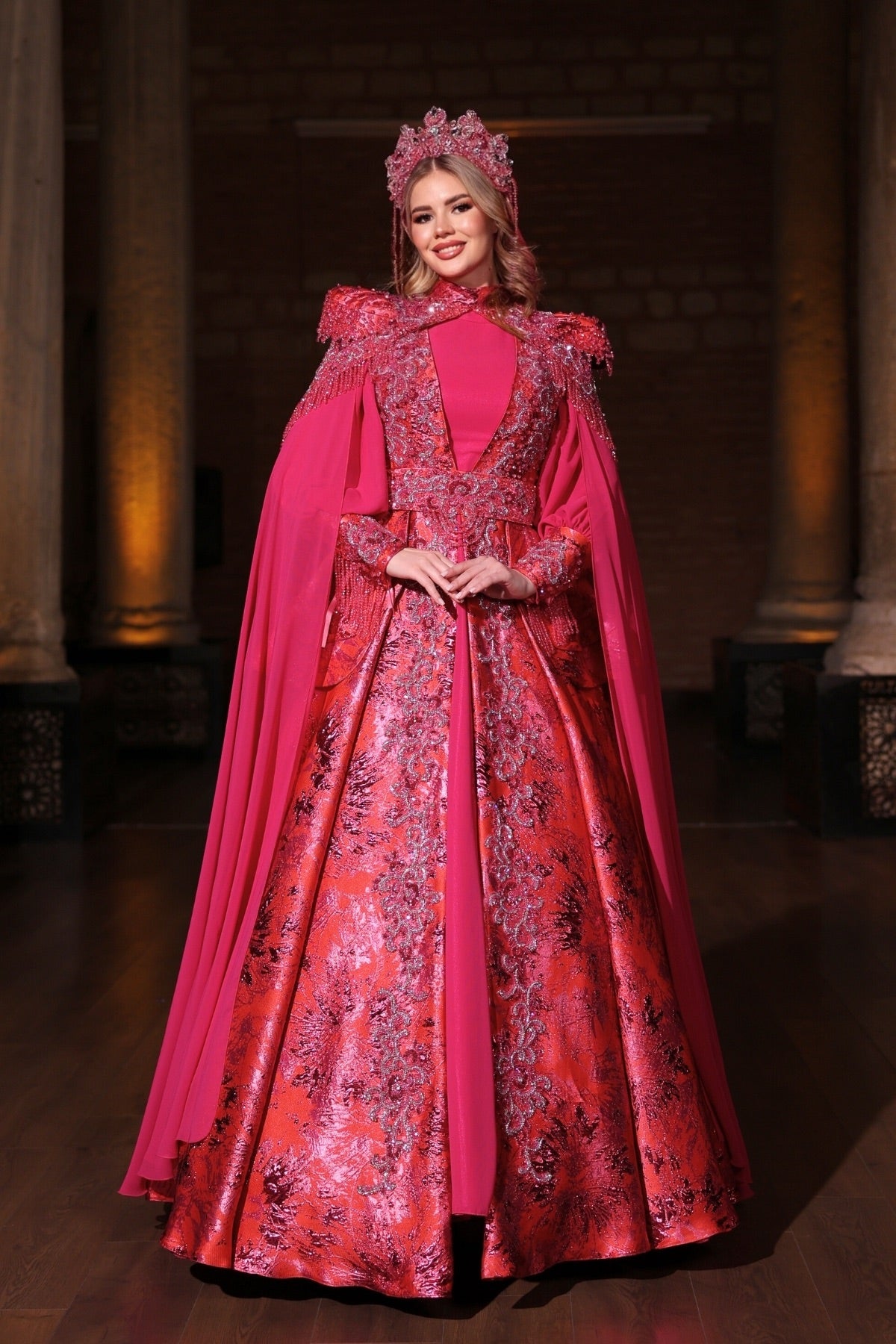 DERİN FUŞYA YÖRESEL KAFTAN