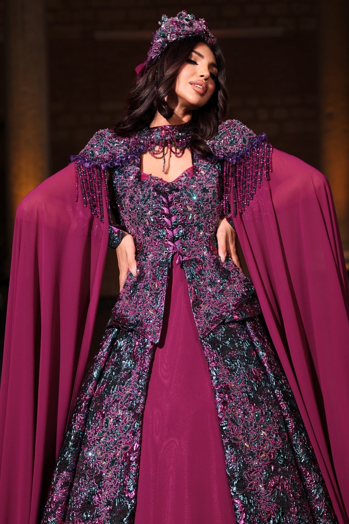 EZGİ PEMBE YEŞİL YÖRESEL KAFTAN