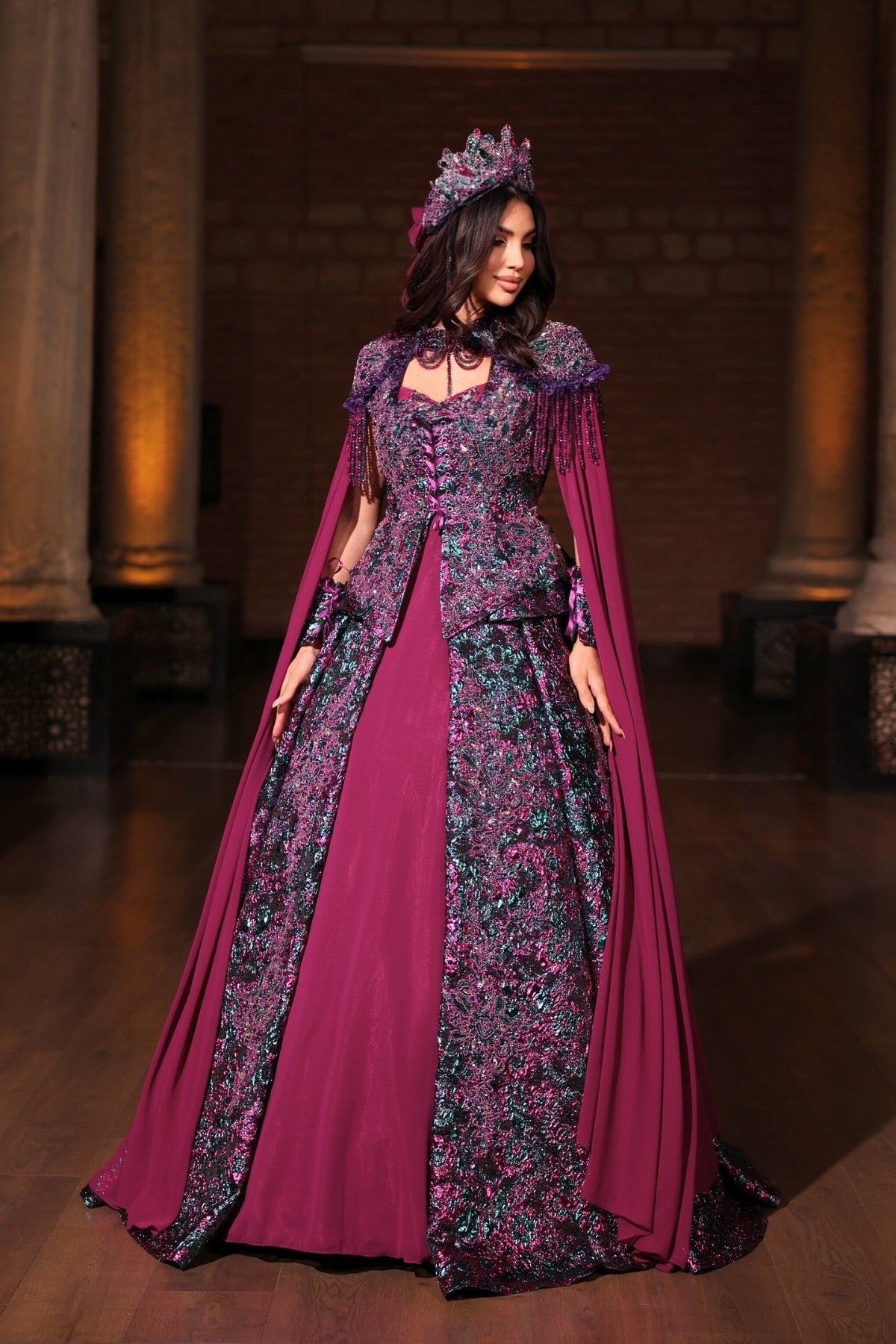 EZGİ PEMBE YEŞİL YÖRESEL KAFTAN