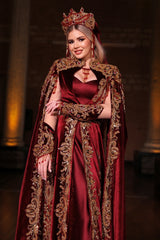 ATEŞ KIRMIZI ALTIN YÖRESEL KAFTAN