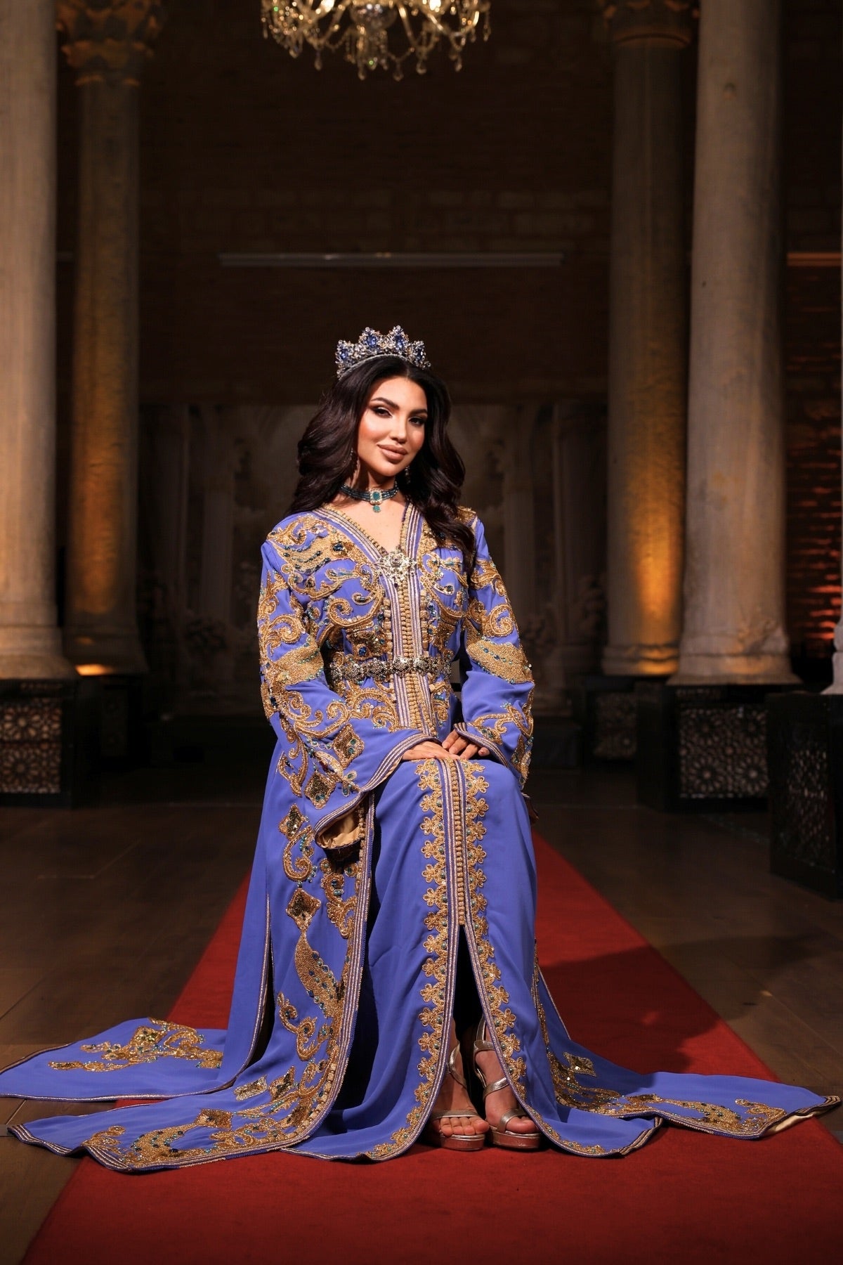 YILDIZ BEBE MAVİSİ ALTIN İŞLEMELİ KINA FİSTAN