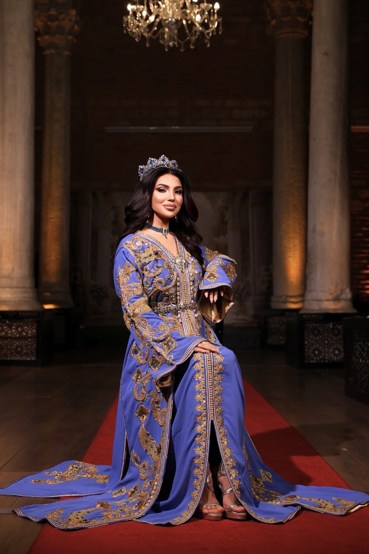 YILDIZ BEBE MAVİSİ ALTIN İŞLEMELİ KINA FİSTAN