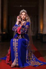 GÖRKEM MAVİ ALTIN İŞLEMELİ KINA FİSTAN