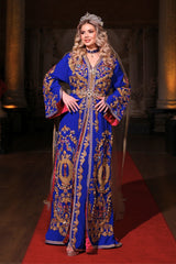 GÖRKEM MAVİ ALTIN İŞLEMELİ KINA FİSTAN