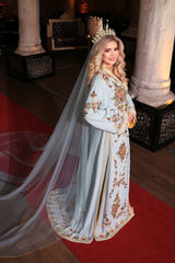 DAMLA SU YEŞİLİ ALTIN İŞLEMELİ KINA FİSTAN