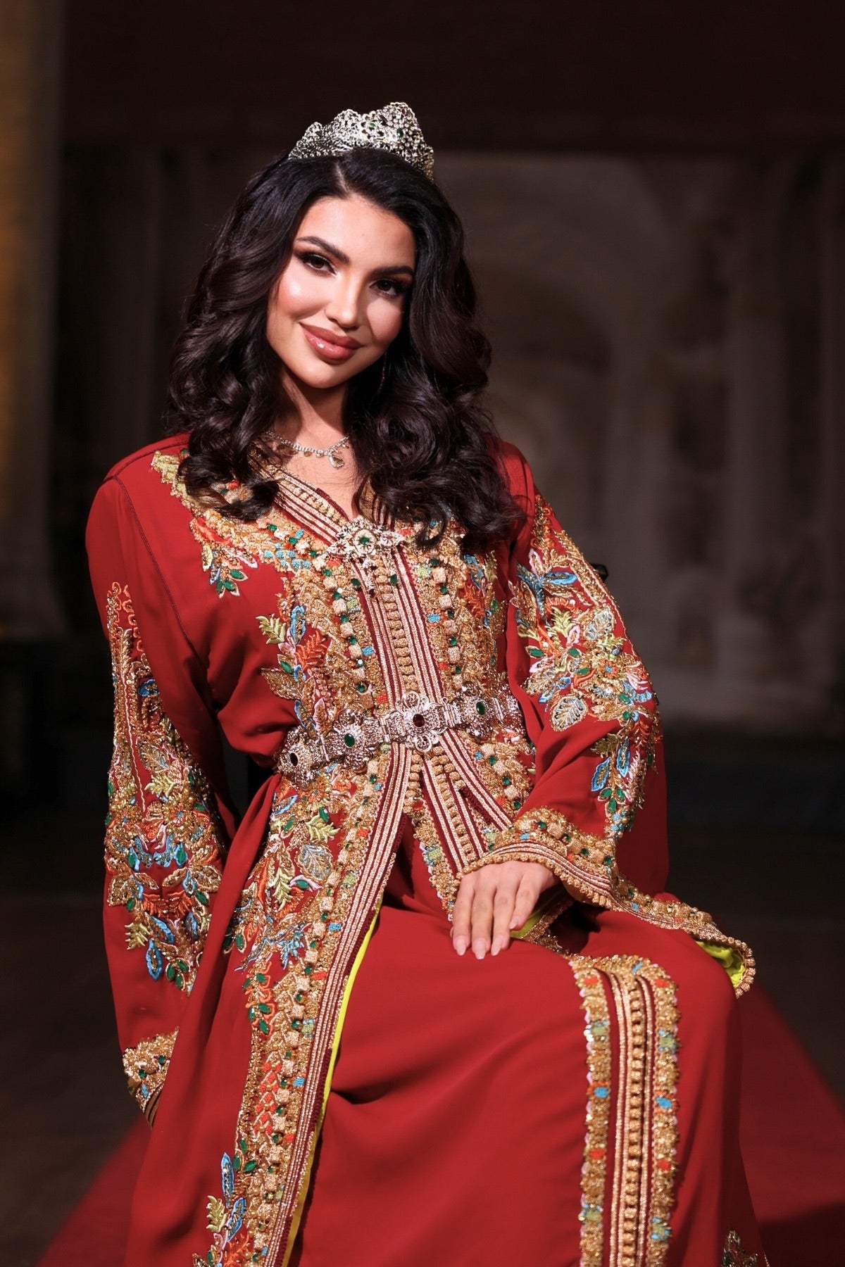 ALEV BORDO ALTIN İŞLEMELİ KINA FİSTAN