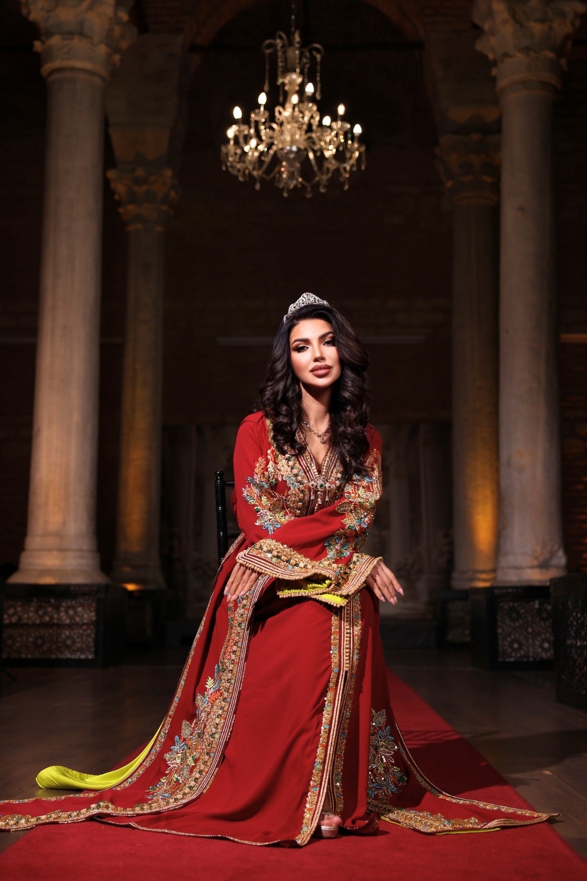 ALEV BORDO ALTIN İŞLEMELİ KINA FİSTAN