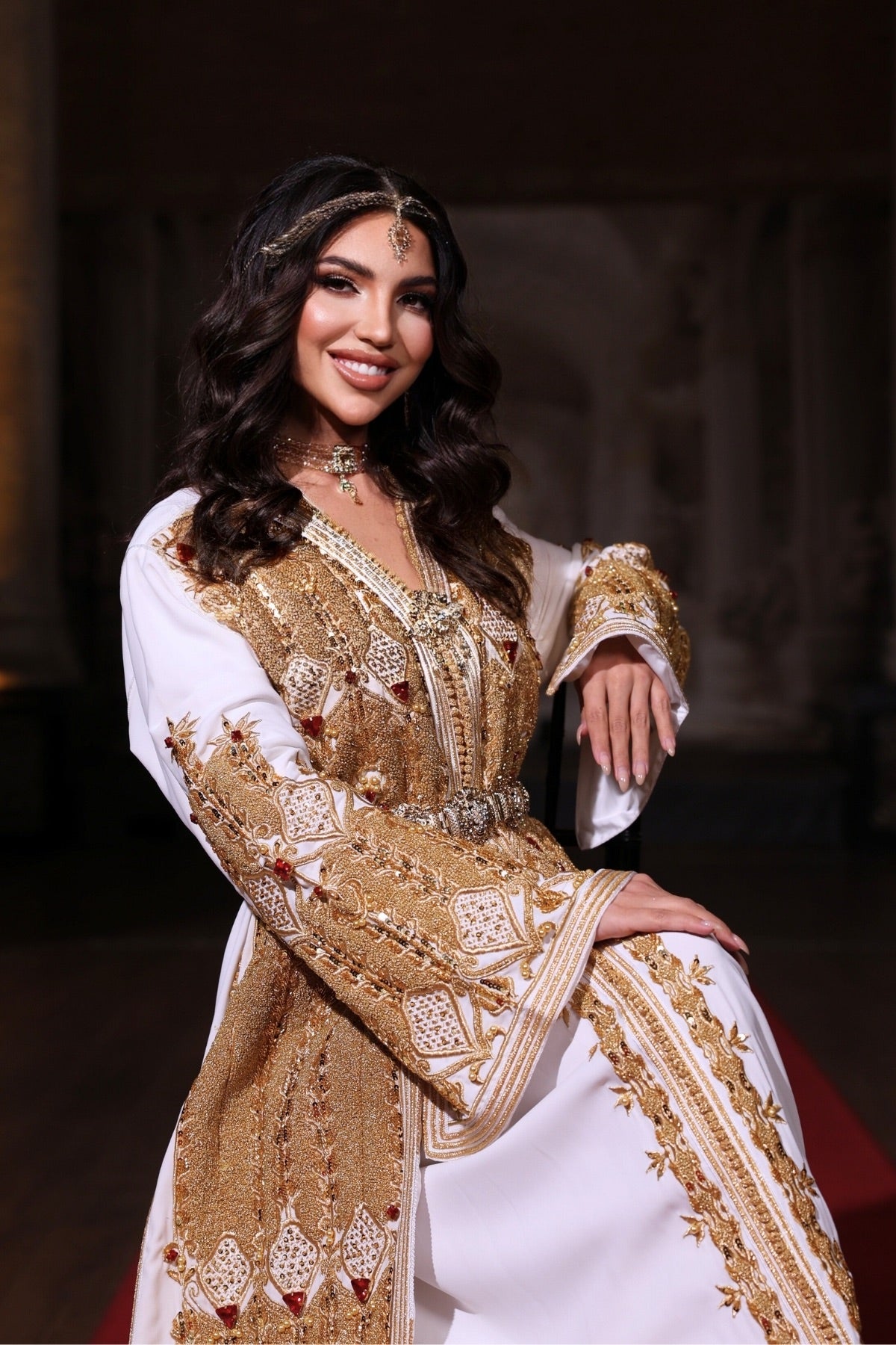 BAŞAK BEYAZ ALTIN İŞLEMELİ KINA FİSTAN